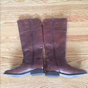 Brown leather boots